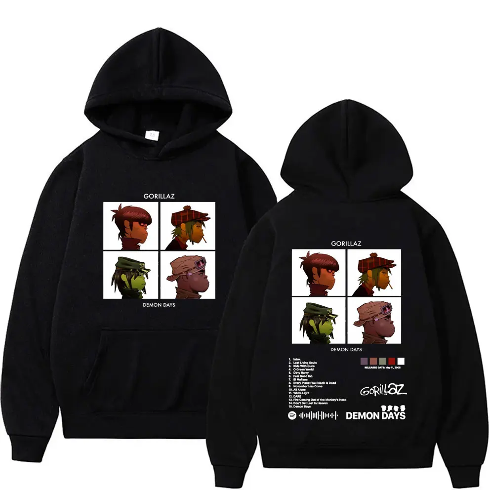 

Rock Band Gorillaz Demon Days Album Merch Hoodie Men Women Hip Hop Fashion Oversized Streetwear Male Vintage Oversized Hoodies