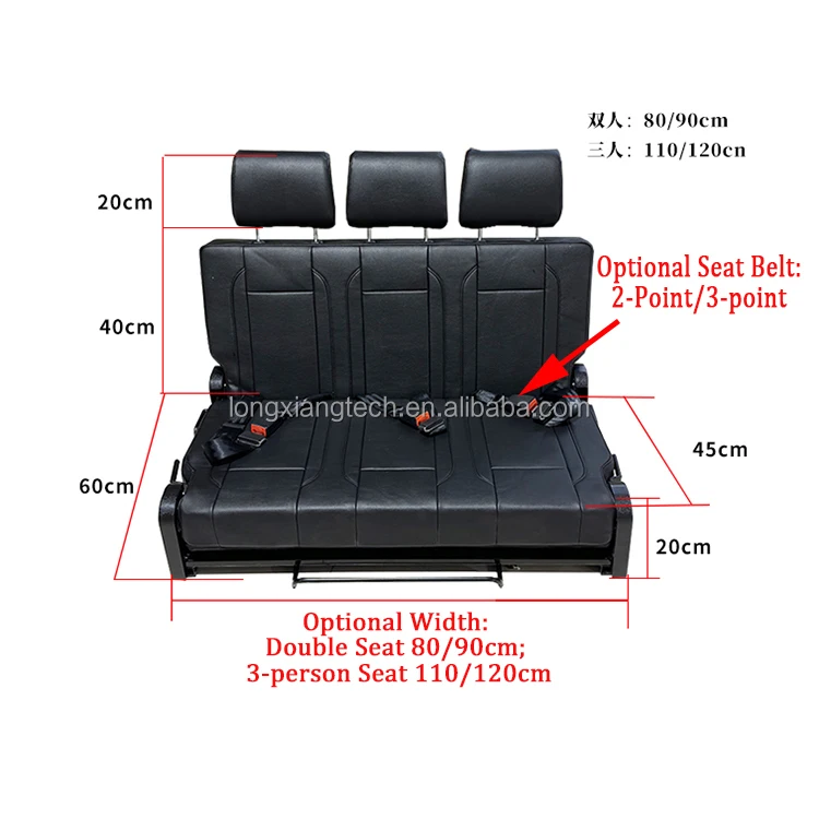 Customized Leather Optional Width Color Waterproof Manual Adjustable Folding Seat Bed Campervan Van RV 3 Persons view 4