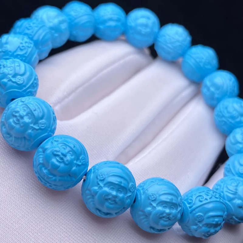 Hubei Natural High Porcelain Blue Turquoise Wealth Bracelet Single Circle Pair Loose Matching Bead