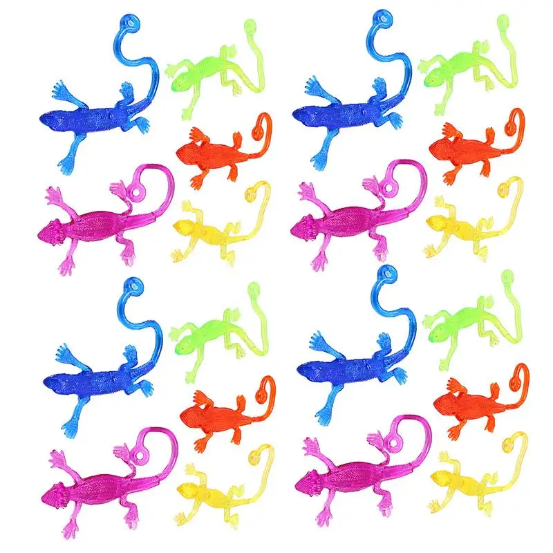 Stretchy Sticky Lizards Toys 20PCS Sticky Lizard Set Hand Fidget Toys Colorful Window Crawler Easter Basket Stuffers Goodie Bag