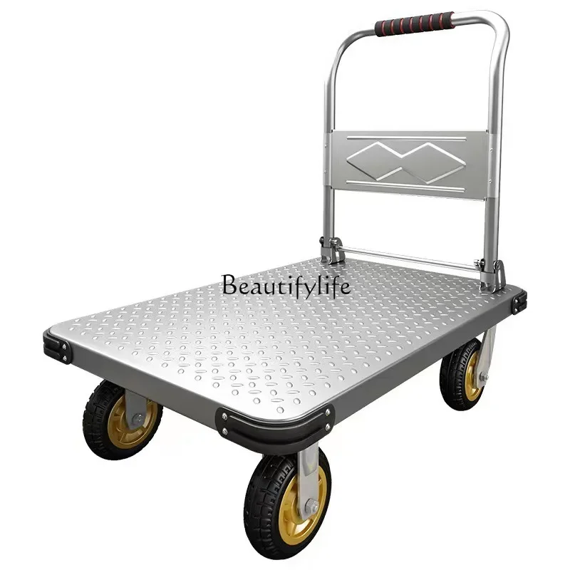 

Flat trolley Flexible handling Hand push folding steel plate trolley
