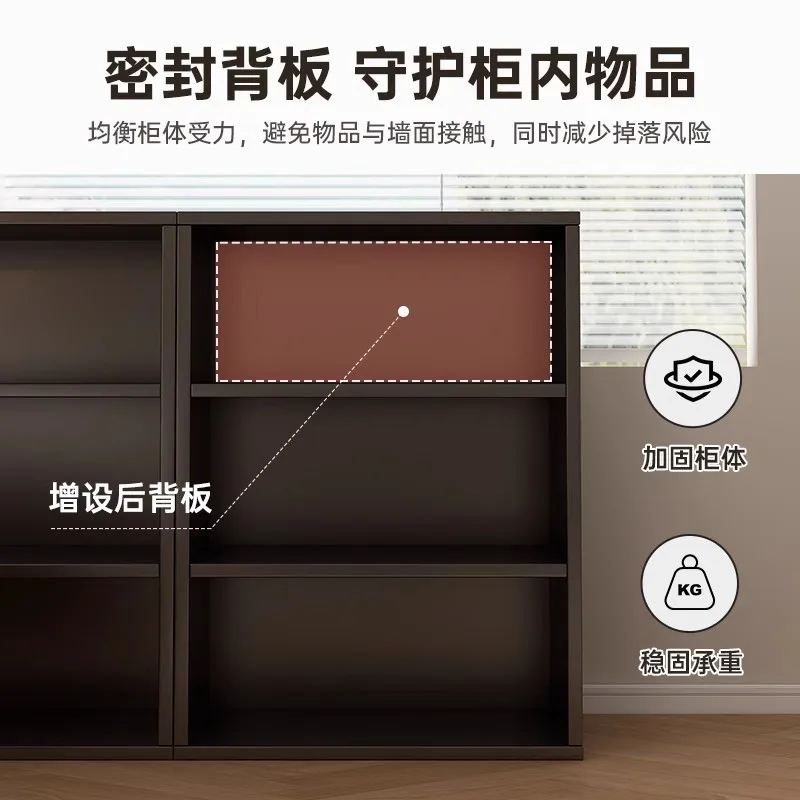 Bookshelf Floor-to-ceiling locker integrated against the wall Children's bookcase Black low bookcase