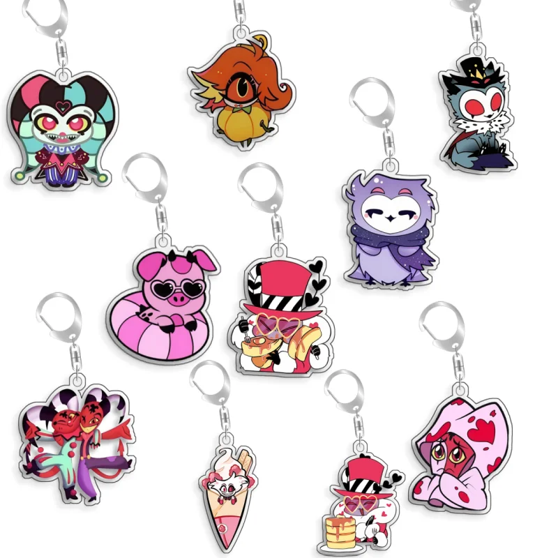 Llavero Acrílico Hazbin Hotel Blitzo Moxxie Loona Stolas, Colgante para Mochila, Regalo para Fans del Juego, Adornos de 5cm