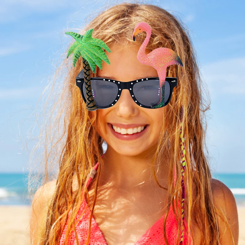 Hawaii Beach Party Pink Flamingo Party Pineapple Sunglasses Tropical Decorations Summer Luau Hawaiian Party Event Funny Glasses