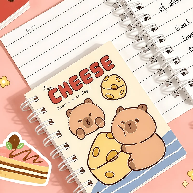 Cute Capybara Cartoon Spiral Notebook, High-Quality Portable Mini Notebook for Students to Take Notes in Class and as a Stationery Item