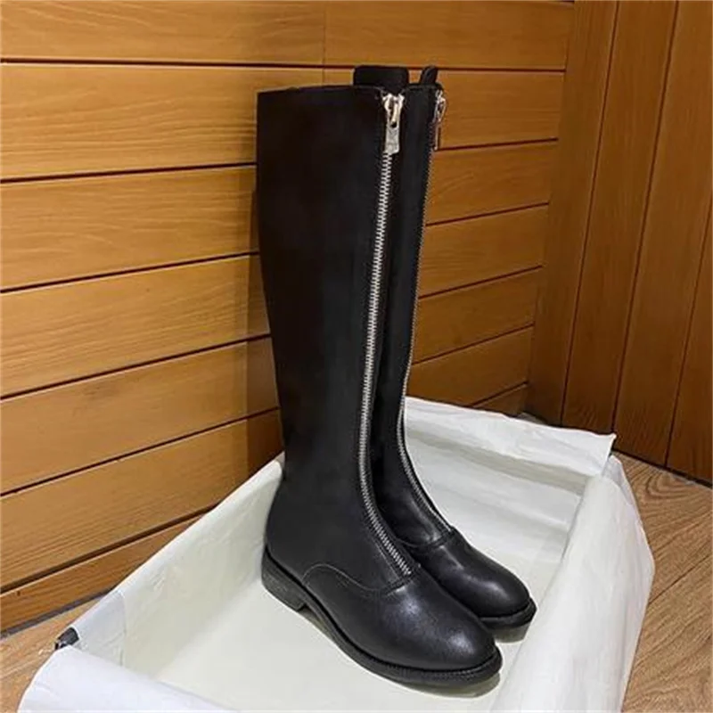 

Женские сапоги до середины икры, с круглым носком, без меха