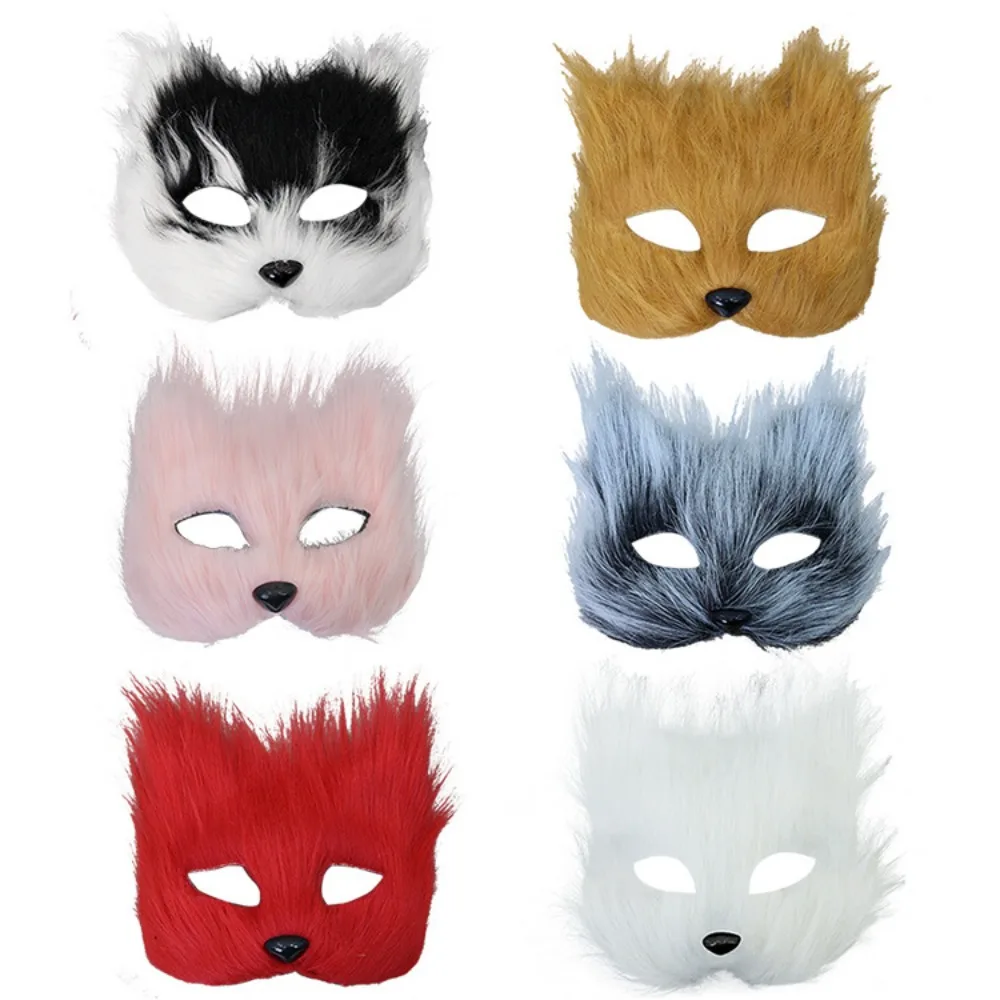 Cos Maschera da gattino sexy Puntelli da prestazione Maschera mezza faccia di Halloween Catwoman Festa da ballo in peluche