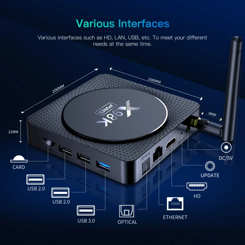 Smart TV Box X98K Pro Android 11.0 Rock Chip RK3566 8K Quad Core A55 4GB 32GB HD 1000M Dual Wifi Set Top Box Media Player TV Box