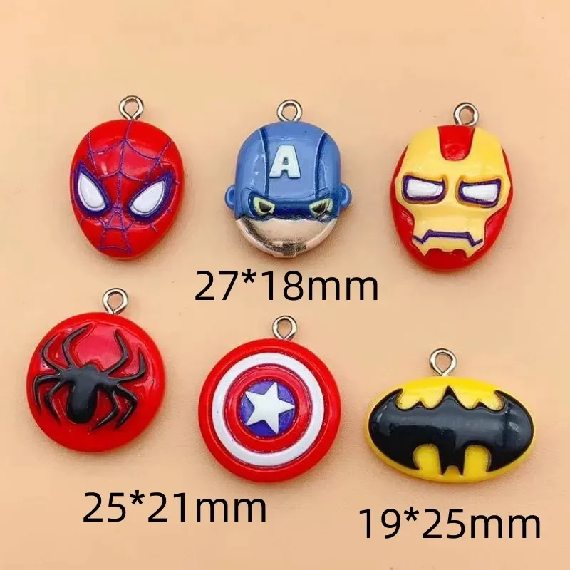 10Pcs Marvel Spider-Man Resin Pendant Charms for Woman Girls Cartoon Jewelry Making Findings DIY Handmake Toy