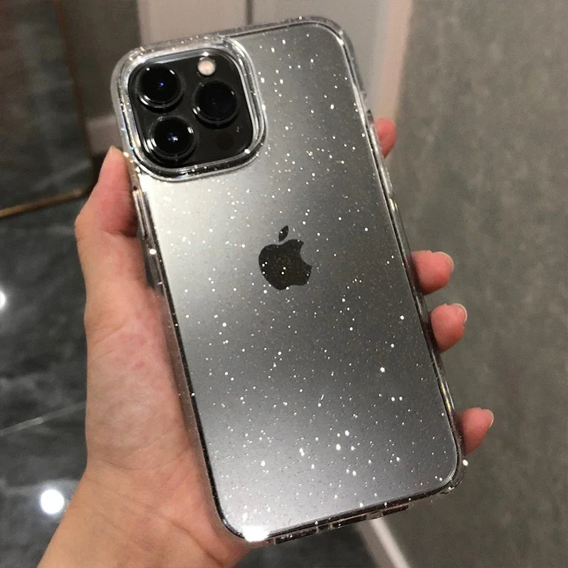 Luxe Glitter Bumper Bling Clear Case Voor Iphone 16 15 14 13 12 11 Pro Xs Max Mini X Xr 7 8 Plus Siliconen Acryl Hoes Funda