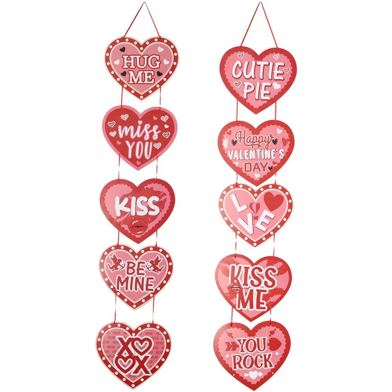 1Set Valentine's Day Theme Heart Door Hangers Happy Valentines Day Party Decoration Black&Red