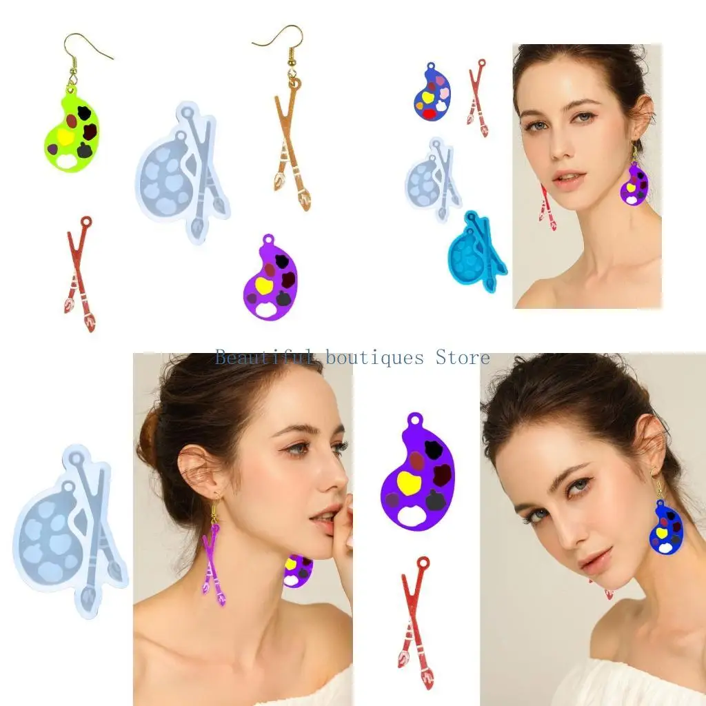 U4LF Silicone Molds Resin Crafts DIY Fashion Jewelry Resin Silicone Molds for Women Mini Palette Silicone Earring Mold