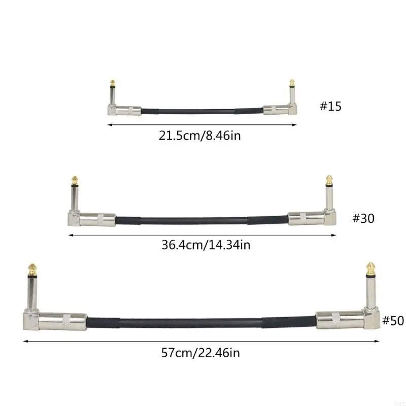 T8UC 15cm/30cm/50cm Efek Gitar Pedal Cable Flat Patch Connector 6.35mm Colokan Tembaga Kawat Inti Adaptor Line Round Head