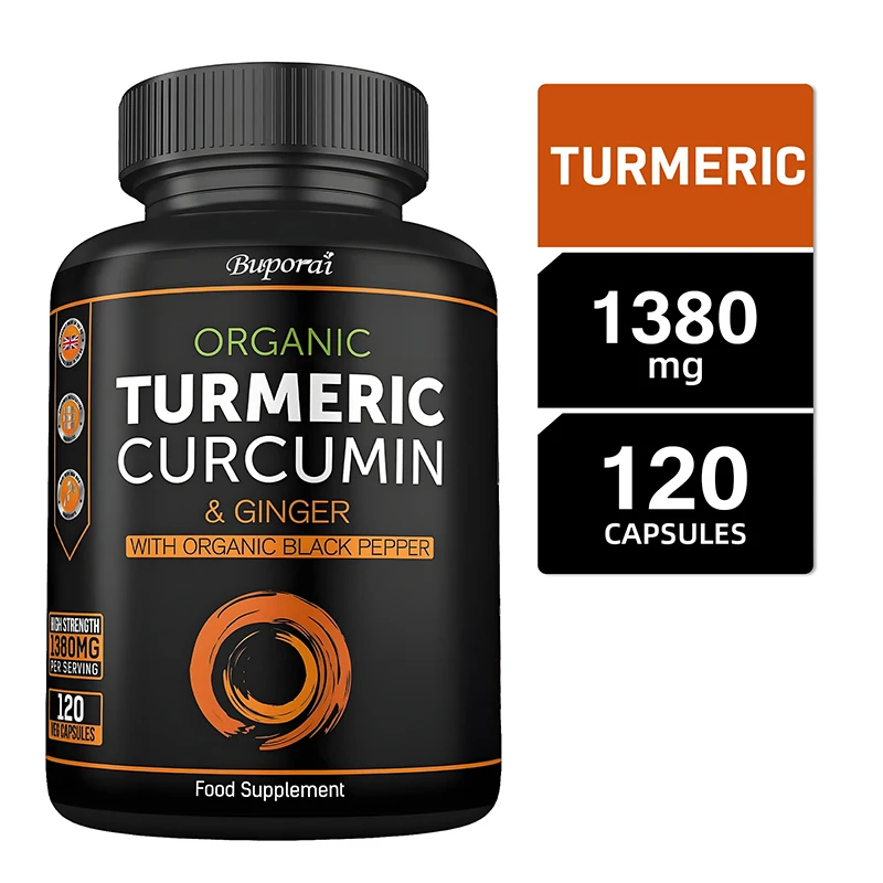 

Organic Turmeric Capsules - Contains Black Pepper To Help Promote Digestive Health, Improve Joint Health and Boost Energy