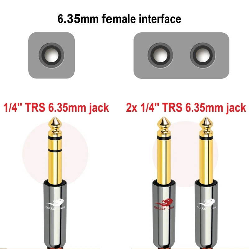 Stereo 1/4 Inch TRS 6.35mm to Dual 1/4\'\' TS Mono Male Audio Cable for Amplifier Mixer Console Speaker OFC Shielded Y Cords