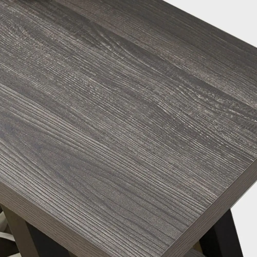 Промышленная скамейка для хранения в прихожей с металлическими акцентами, шкаф для обуви в деревенском стиле, темно-серый дуб, длина 47