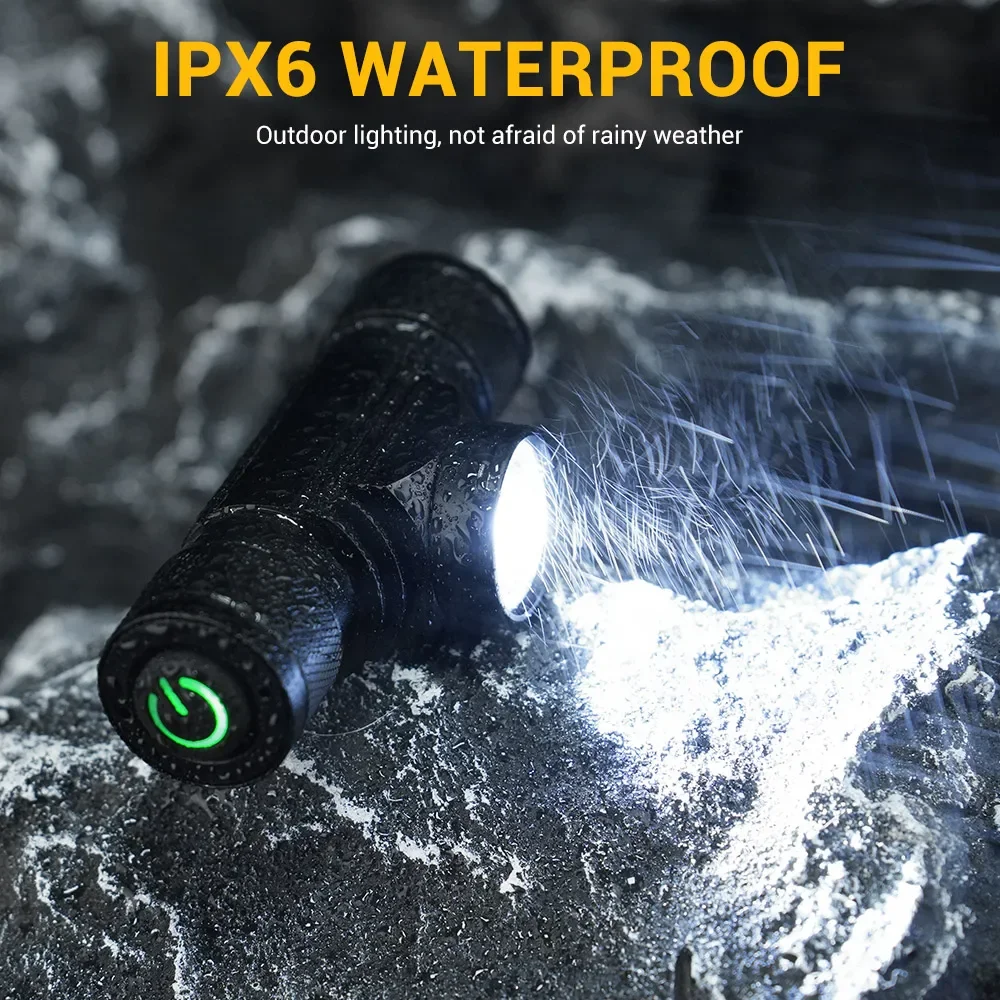 BORUiT D20 LED ไฟหน้า 1000LM ไฟหน้าที่มีประสิทธิภาพซูม 18650 Type-C ชาร์จไฟฉายโคมไฟทํางานตกปลา Camping ไฟฉาย