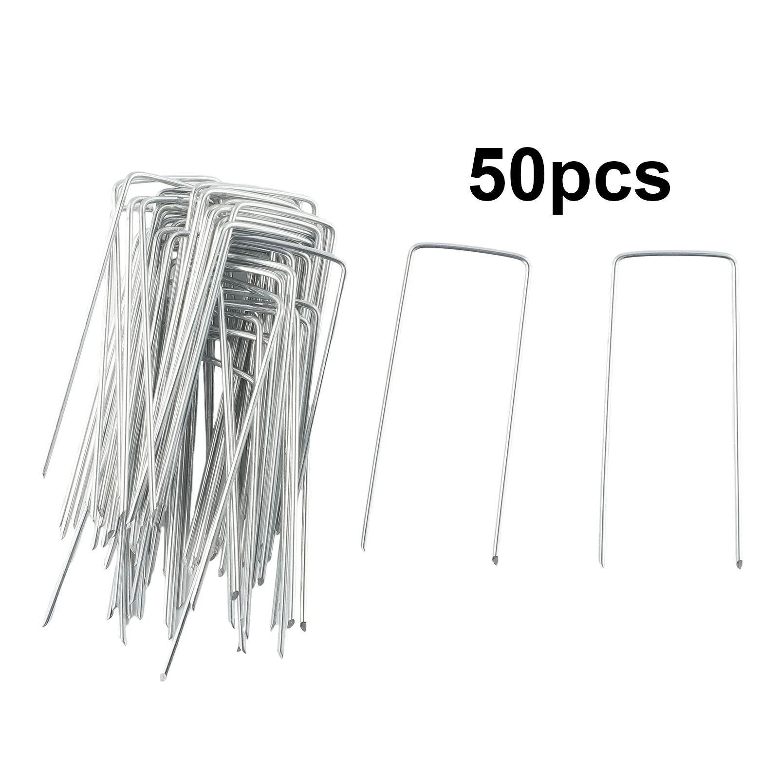 50pcs Galvanised Metal Ground U Tent Pegs Gazebo Camping Tarpaulin Hooks For Fixing Grass Cloth, Greening, Fixed Lawn Nails