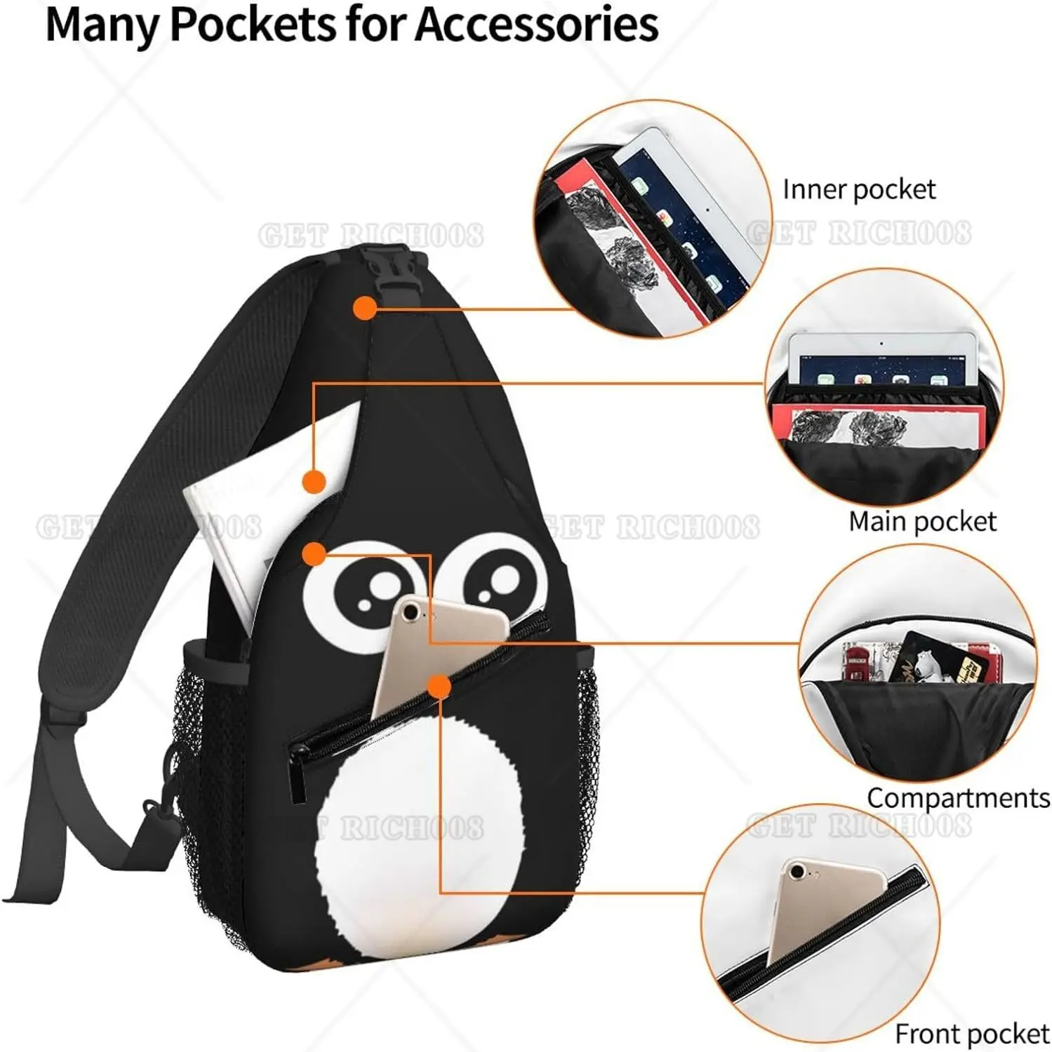 Mochila cruzada con estampado de dibujos animados, morral con diseño de pingüino navideño, copos de nieve bohemios, ideal para viajes, senderismo y Deportes