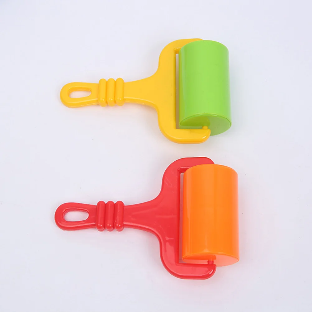 4Pcs Handprint Clay Tool Multifunctional Plastic Roller Colorful Art DIY for Children Improve Creativity and Hands-on Ability