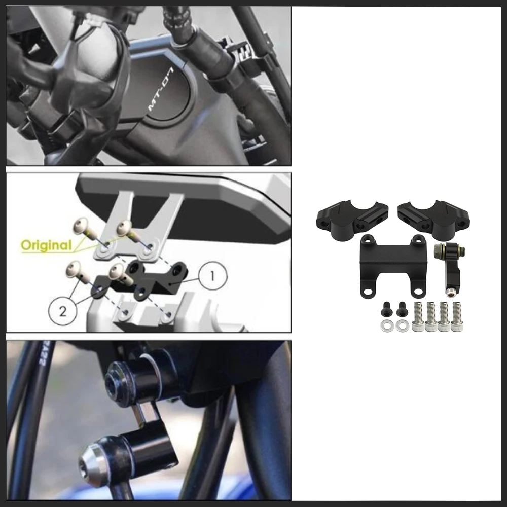 For YAMAHA MT-07 MT07 2021- Motorcycle With Offset Handlebar Riser Kit Clamp Brakehose Extension Adapter Speedometer Relocation