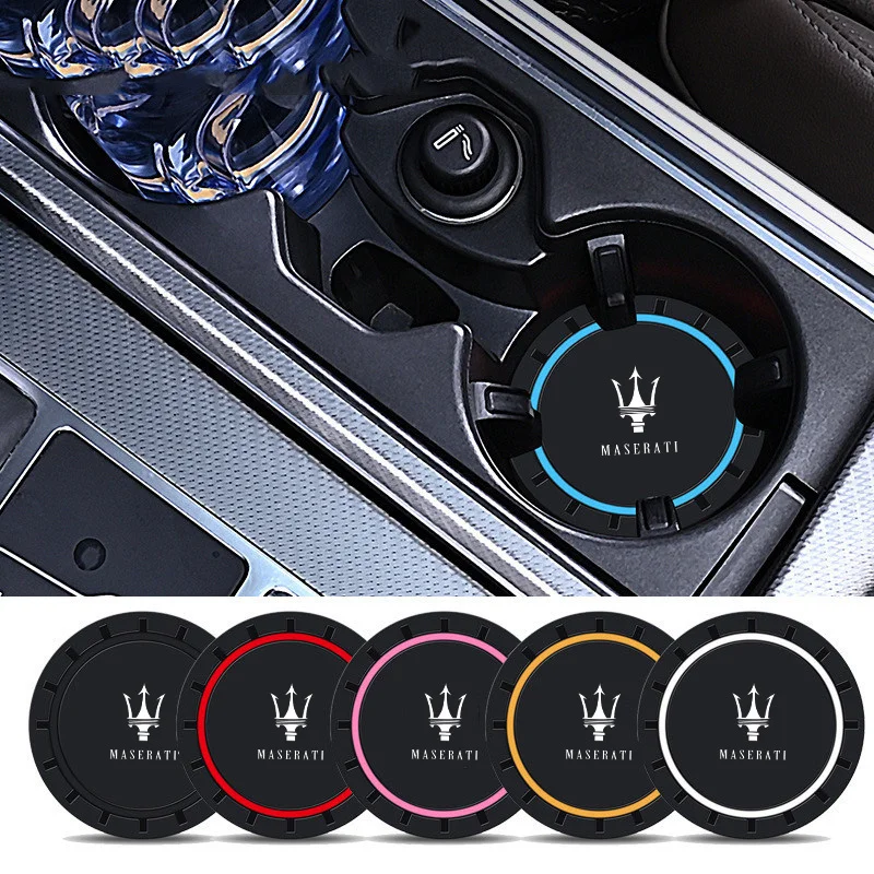 PVC Silicone Car Coaster Water Cup Slot Non-Slip Pad Drink Mat For Maserati Quattroporte GranTurismo MC20 Levante Grecale Coupe