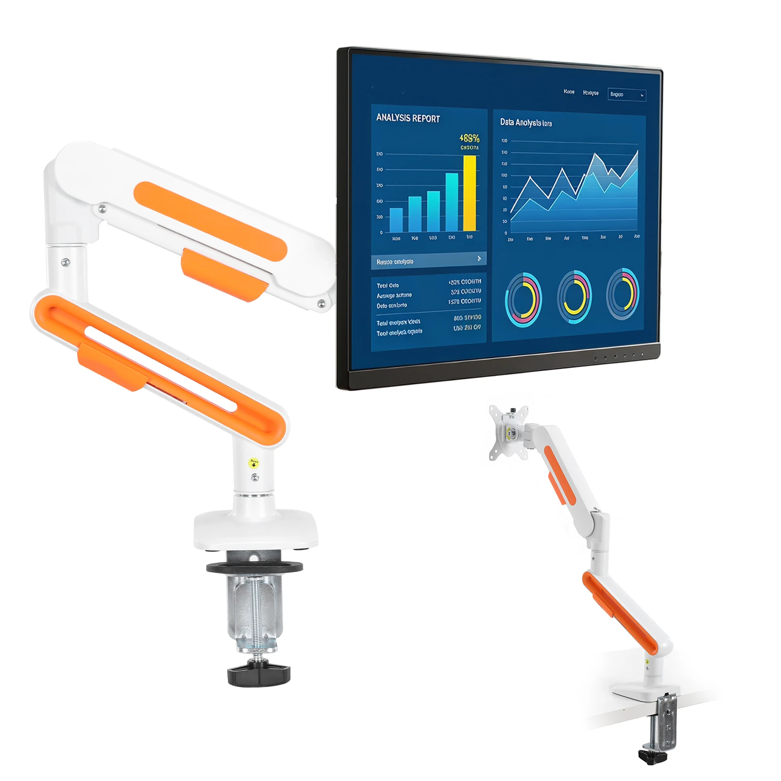 17-40 Inch Gas Spring Monitor Arm with Clamp and Grommet Base 12 KG Load Capacity for Home Office Work Gaming Streaming