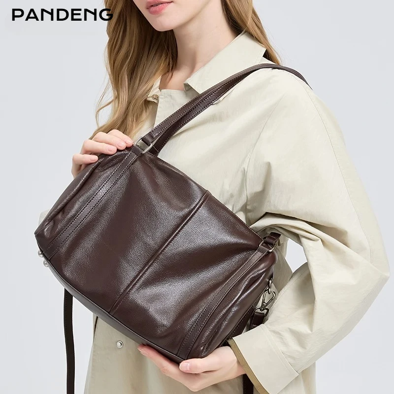 Ladies Cow Genuine Leather Crossbody Bags Women Retro Soft Cowhide Vintage Shoulder Bag Female Fashion Luxury Designer Handbags