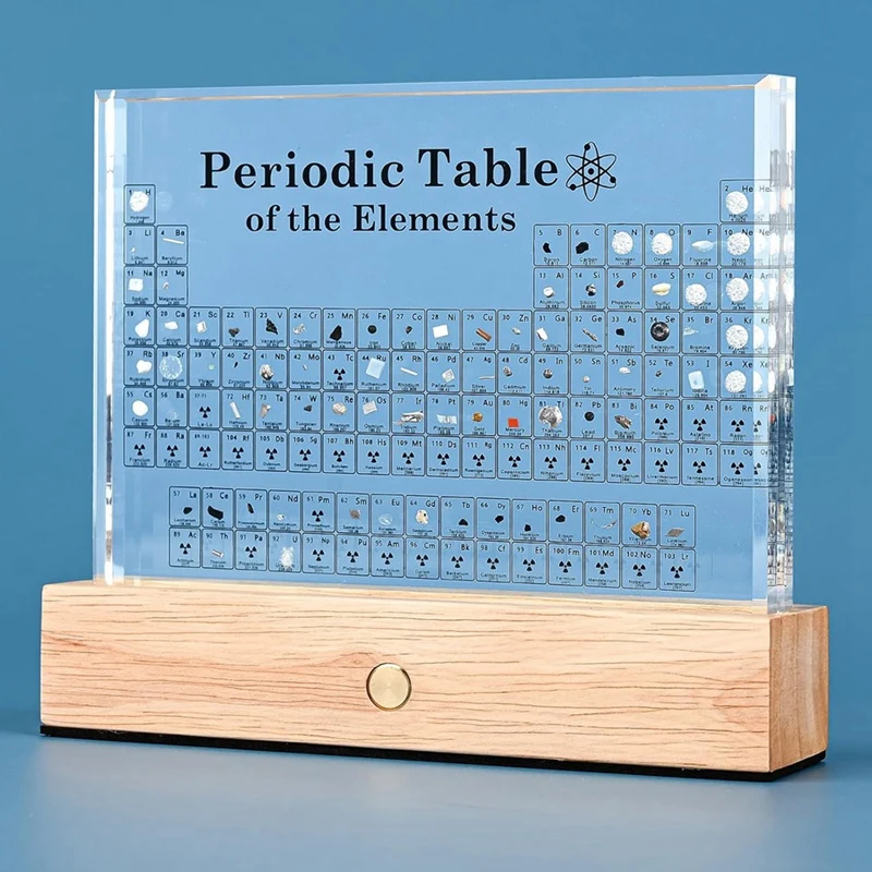 Periodic Table With Real Elements Inside, Table Of Elements, Acrylic Periodic Table Display With 83 Real Samples, Easy To Use