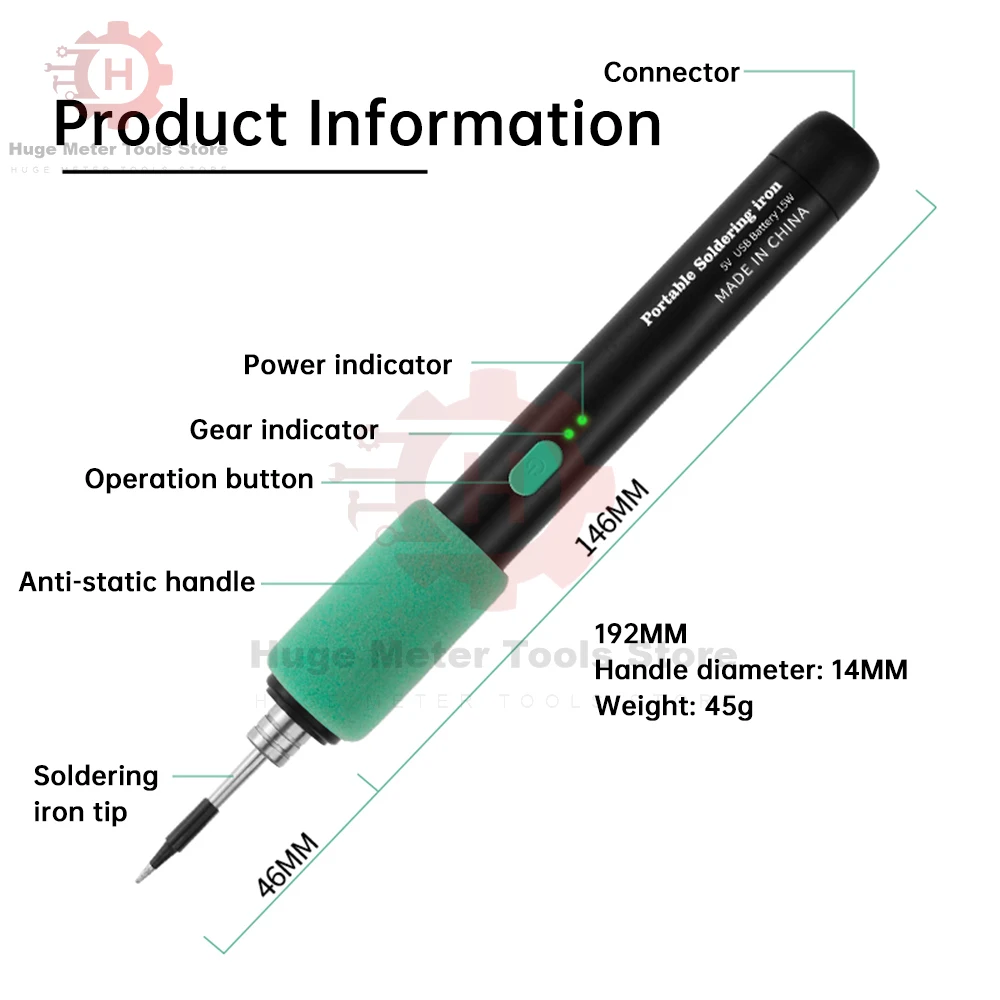 DC5V USB Soldering Iron Tool Pen Set Without Cable  Portable Household Type-C Interface 900mAh Battery Adjustable Temperature