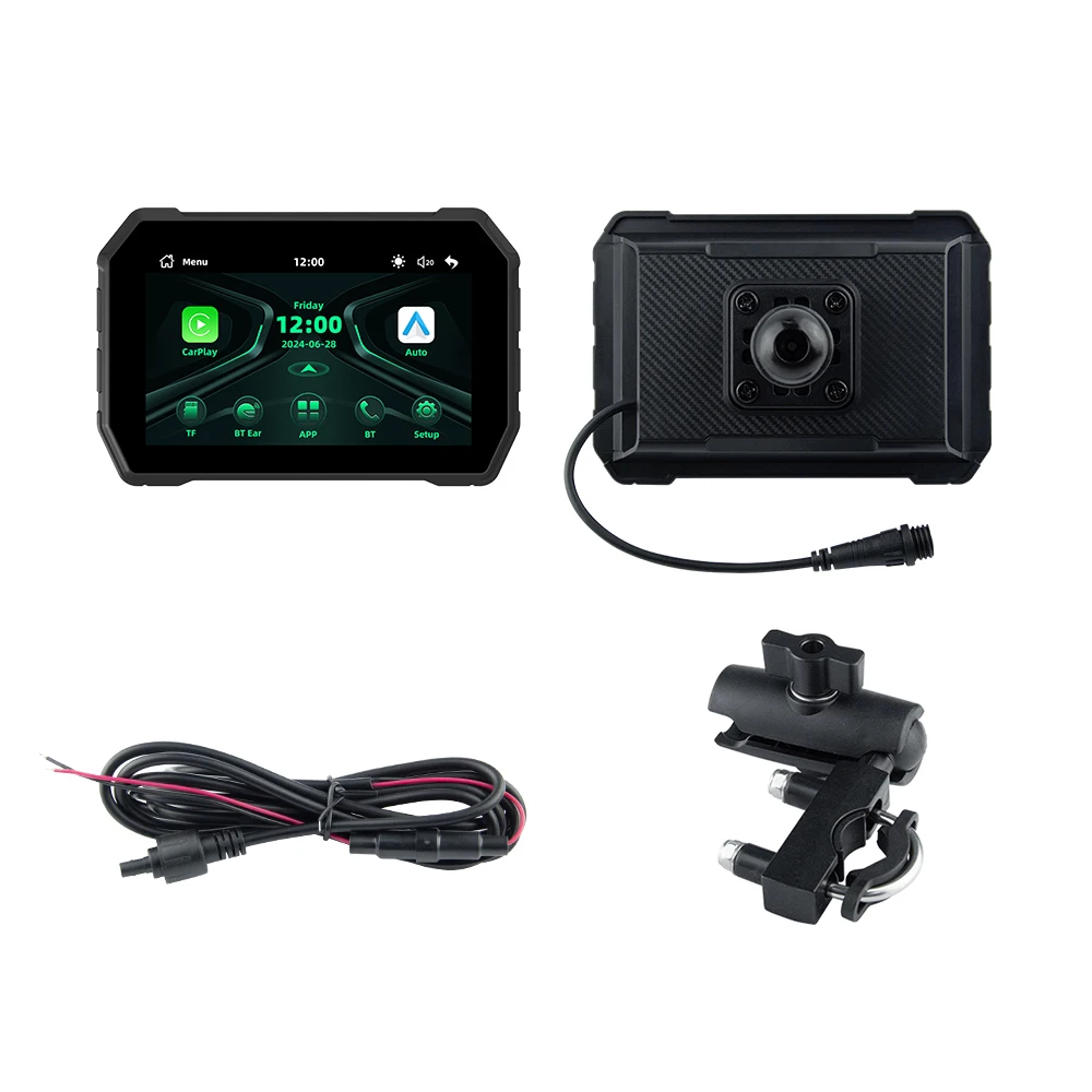 5 بوصة لاسلكية CarPlay Moto Android Auto للدراجات النارية GPS والملاحة شاشة عرض لوحة القيادة الرقمية المحمولة للدراجات النارية