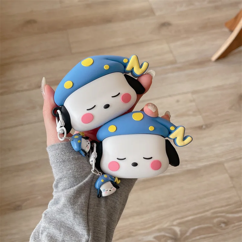 For Airpods Pro2 Earphone Case 3D Sleeping Hat Pochacco Silicone Wrieless Headphone Protective Soft Cover For Airpods1 2 3 Pro