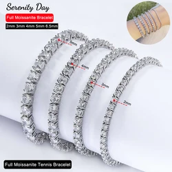 Serenity 3mm 4mm 5mm D Moissanite Tennis Bracelet Women Man Gift S925 Sterling Silver Sparkling Lab Diamond Hand Chain Jewelry