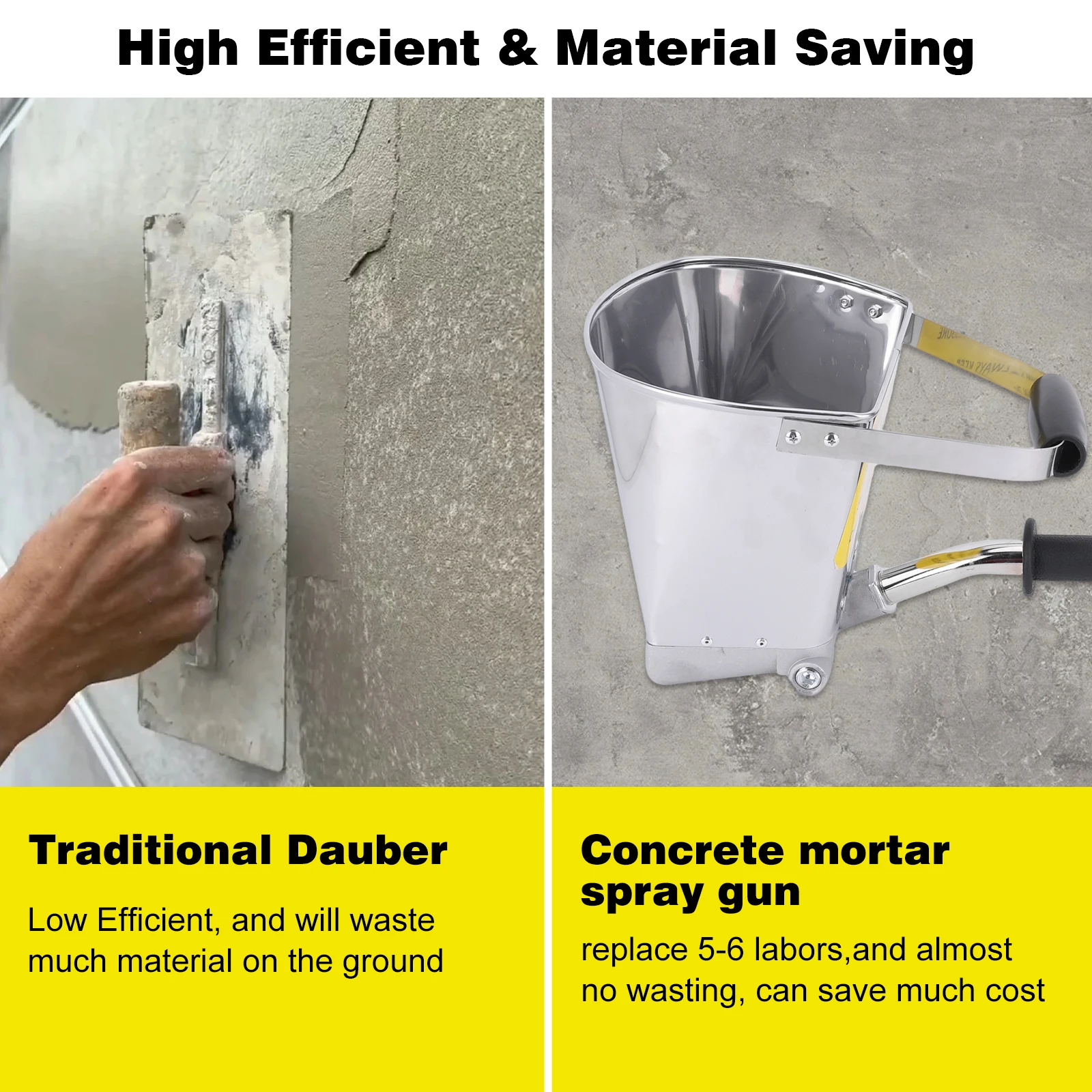 Pistola pulverizadora de argamassa de 4 jatos, pulverizador de gesso de estuco de concreto, pistola de pulverização de cimento de parede para pintura de parede