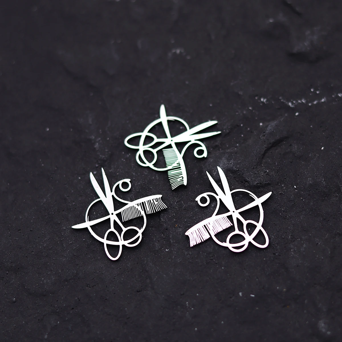 3pcs Hairdressing Tools Scissor Comb Stainless Steel Pendant Charms For Jewelry Making Craft Bracelets Keychain Diy Accessories