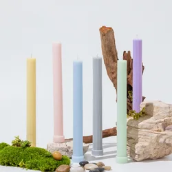 4pc/box 10.63in serrated cylindrical candles,Morandi colored Smokeless   long rod candles, for home，party, wedding decoration