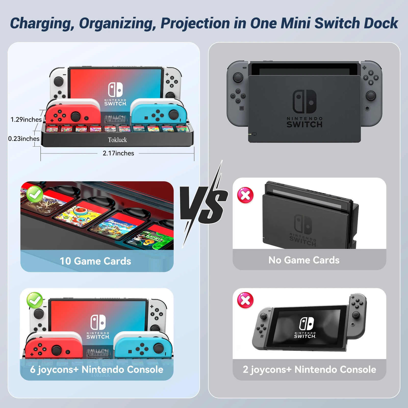 Imagem -04 - para o Interruptor Joycon Carregador Jogo Slot para Cartão Interruptor Estação de Doca tv com Hdmi & 3.0 Porta Usb para Interruptor Oled Armazenamento Suporte Carregamento