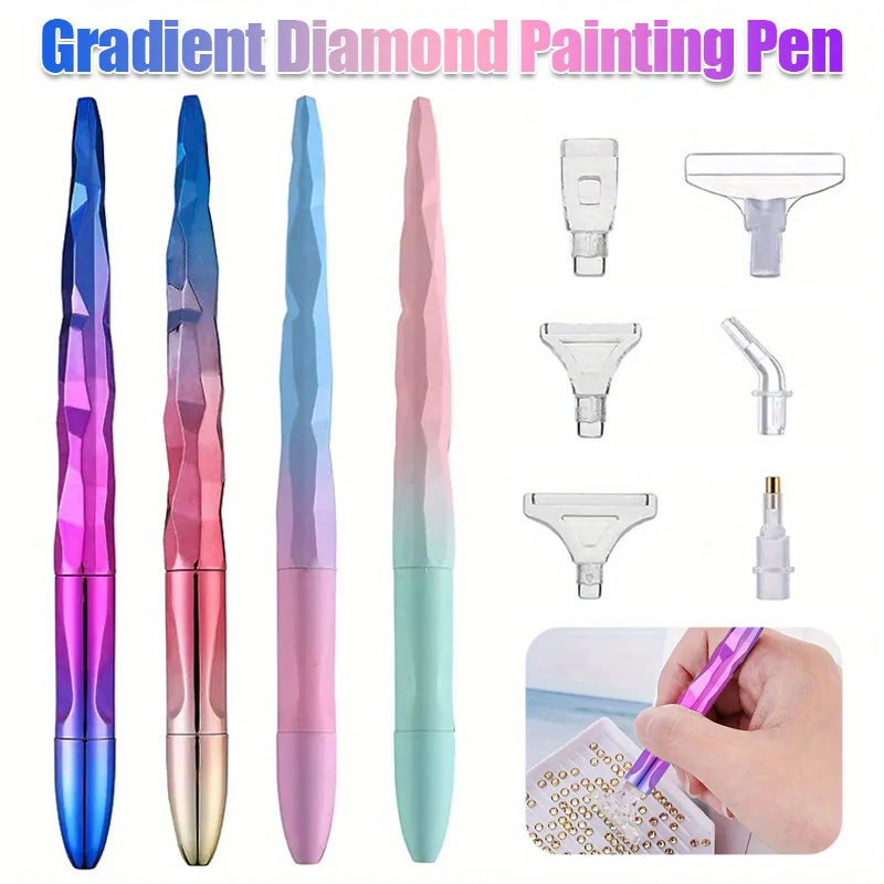 Fashion Gradient Diamond Painting Pen Kit, Diamond Art Pen with 6 Pen Tips, DIY Crafts Diamond Painting Tools Accessories