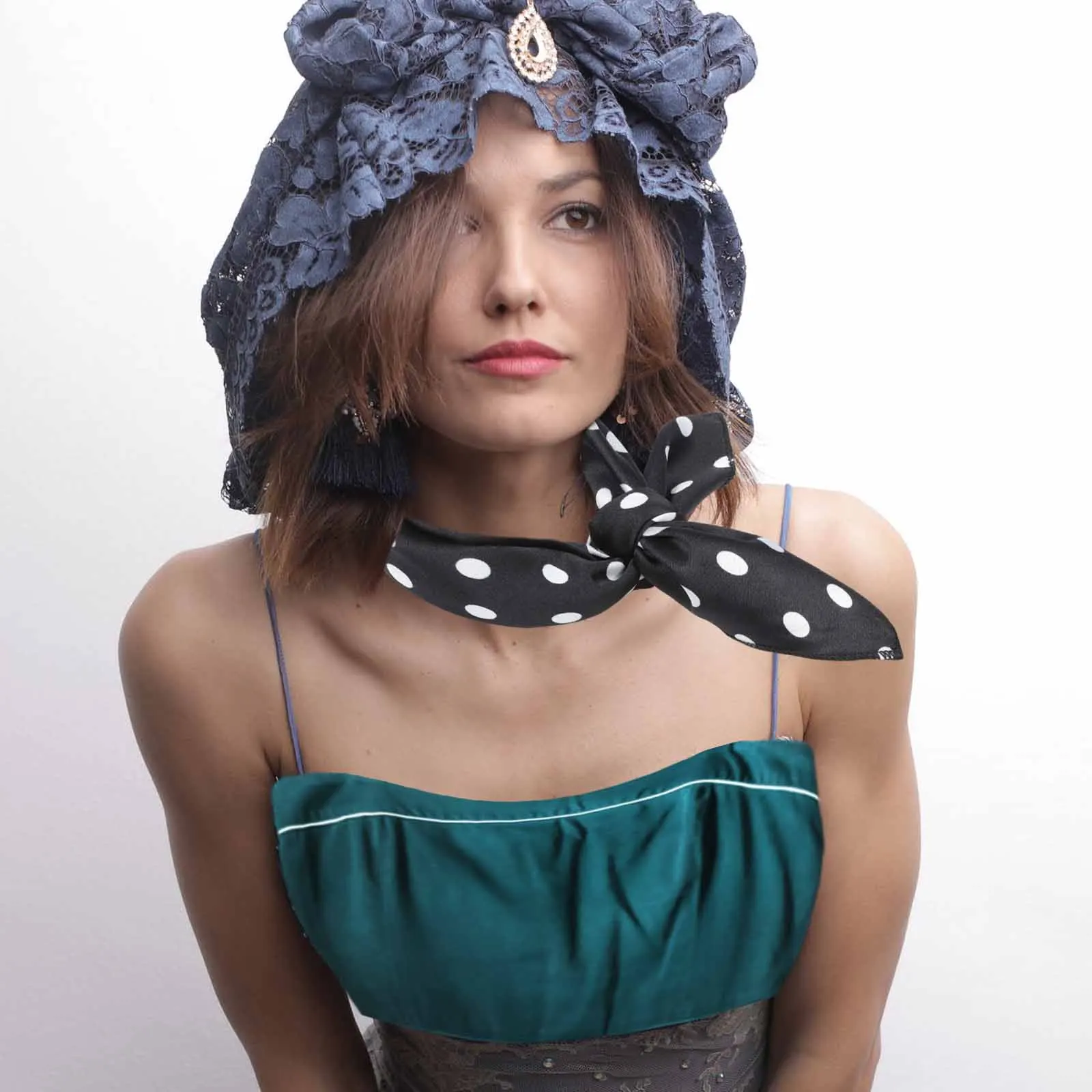 

4Pcs Retro Polka Dot Silk Satin Square Scarves for Women Multi-Use Headband Neck Wrap Turban Fashion Hair Decor Lightweight