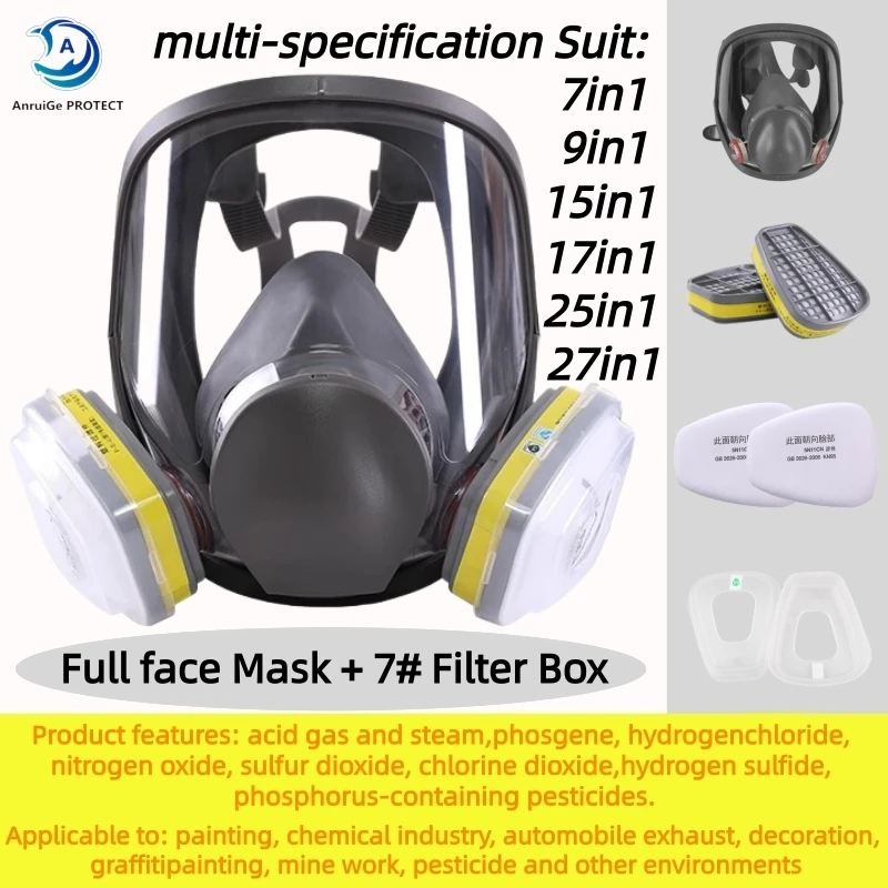 6800 Formaldehyde Protection Respirator - Industrial Spray Painting and Painting Safety Work No. 7 Filter - Dust-proof Full-Face