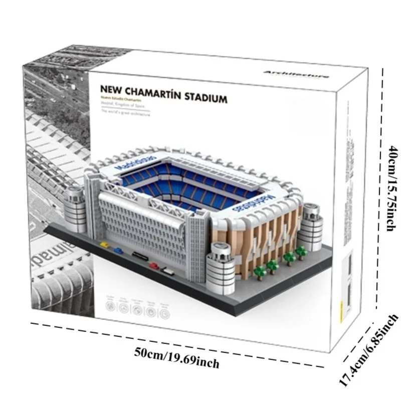 3471 Uds nuevo juego de construcción de modelo de estadio Chamartín ladrillos arquitectónicos de estadio de fútbol grande, exhibición creativa de decoración del hogar DIY