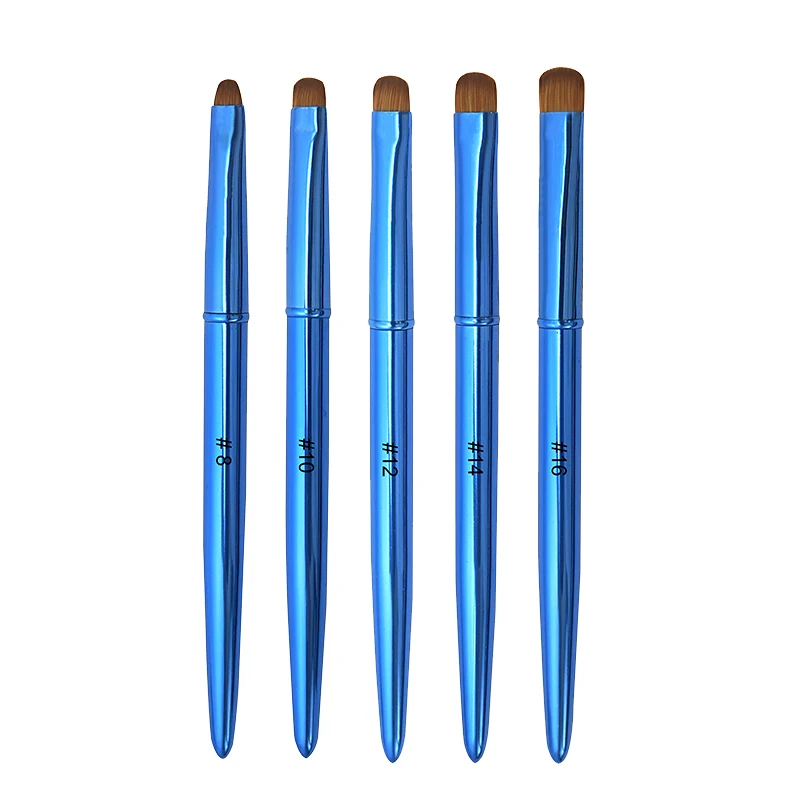 แปรงเพ้นท์เล็บอะคริลิค Kolinsky สำหรับงานศิลปะเล็บแบบฝรั่งเศส วาดลาย เพ้นท์เพชร เจล  ด้ามจับโลหะสีน้ำเงิน