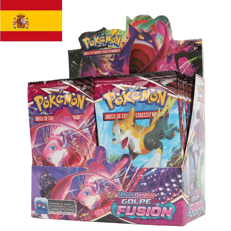 40/360Pcs Spanish Version Pokémon Card TCG: Sword shield Fusion Strike Booster Box Pokemon Cards 36 Pack Box Gifts