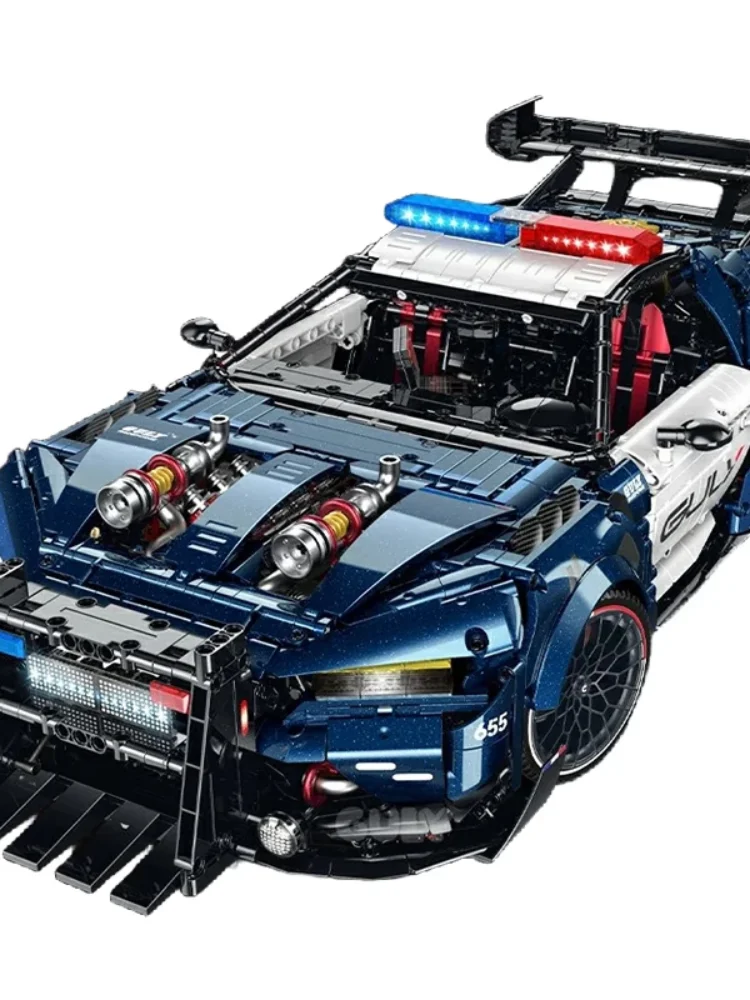 Klemmbausteine Polizei-Supersportwagen Baustein-Set 10655 Technik 1:8 City Sportwagen Polizeifahrzeug Montagemodell Bausteine Kreatives Spielzeug für Jungen und Erwachsene Geschenke 3975 Teile
