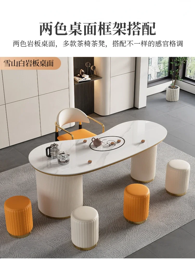Stone Plate Table-Chair Set Living Room Balcony Home Small Apartment Modern Simple Integrated Tea Table Tea Making Table