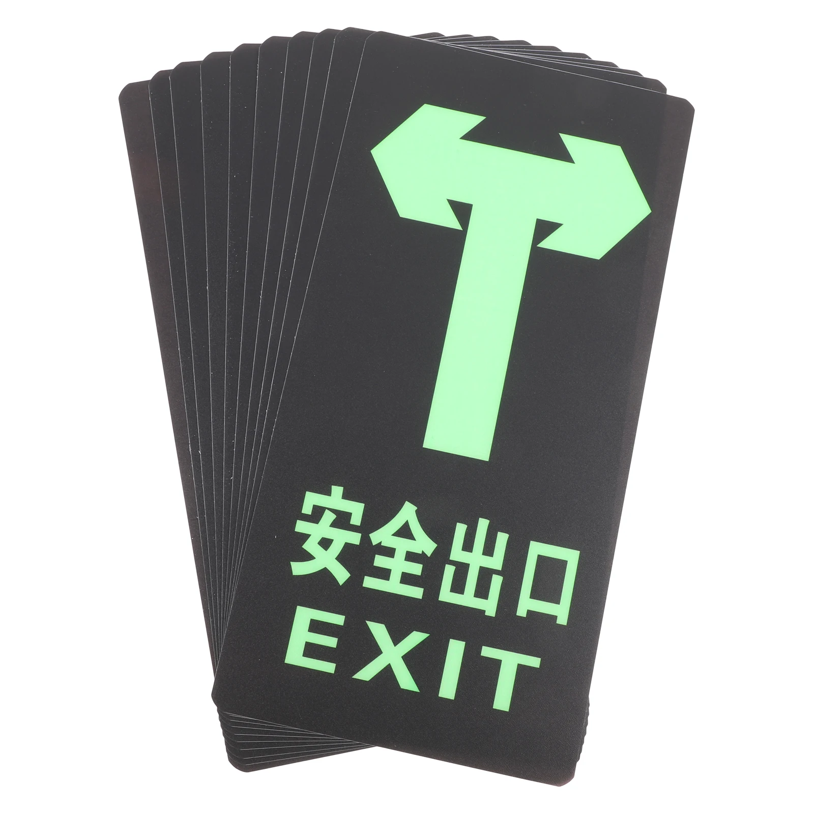 

10pcs Luminous Safety Sign Stickers Glow In Dark Exit Decals Emergency Fire Exit Directional Reflective Way Indicator