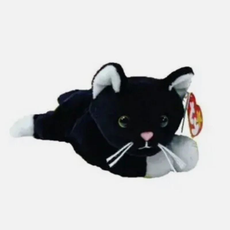 21cm Ty Beanie Big Eyes Stuffed Plush Toy Soft Cute Animal Doll Black Cat Zip Children Christmas Birthday New Year Gifts