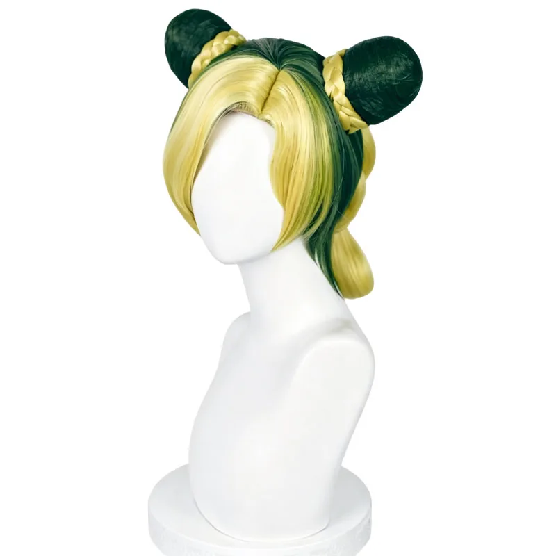 Anime JOJO Jolyne Cujoh Cosplay Wig Green Yellow Synthetic Hair Wristband For Women Men Halloween Costume Party Carnival Props view 3