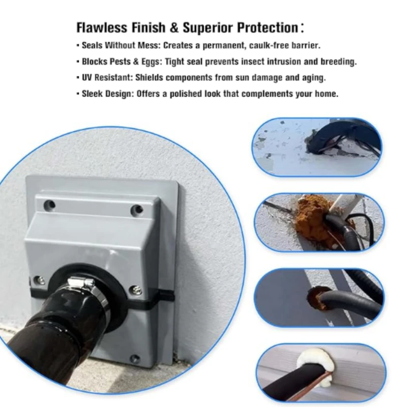 1PC HVAC Wall Penetration Line Set Cover Kit wall sleeve Split AC Line-Set Wall cover kit with Soft Gasket for Air Conditioner