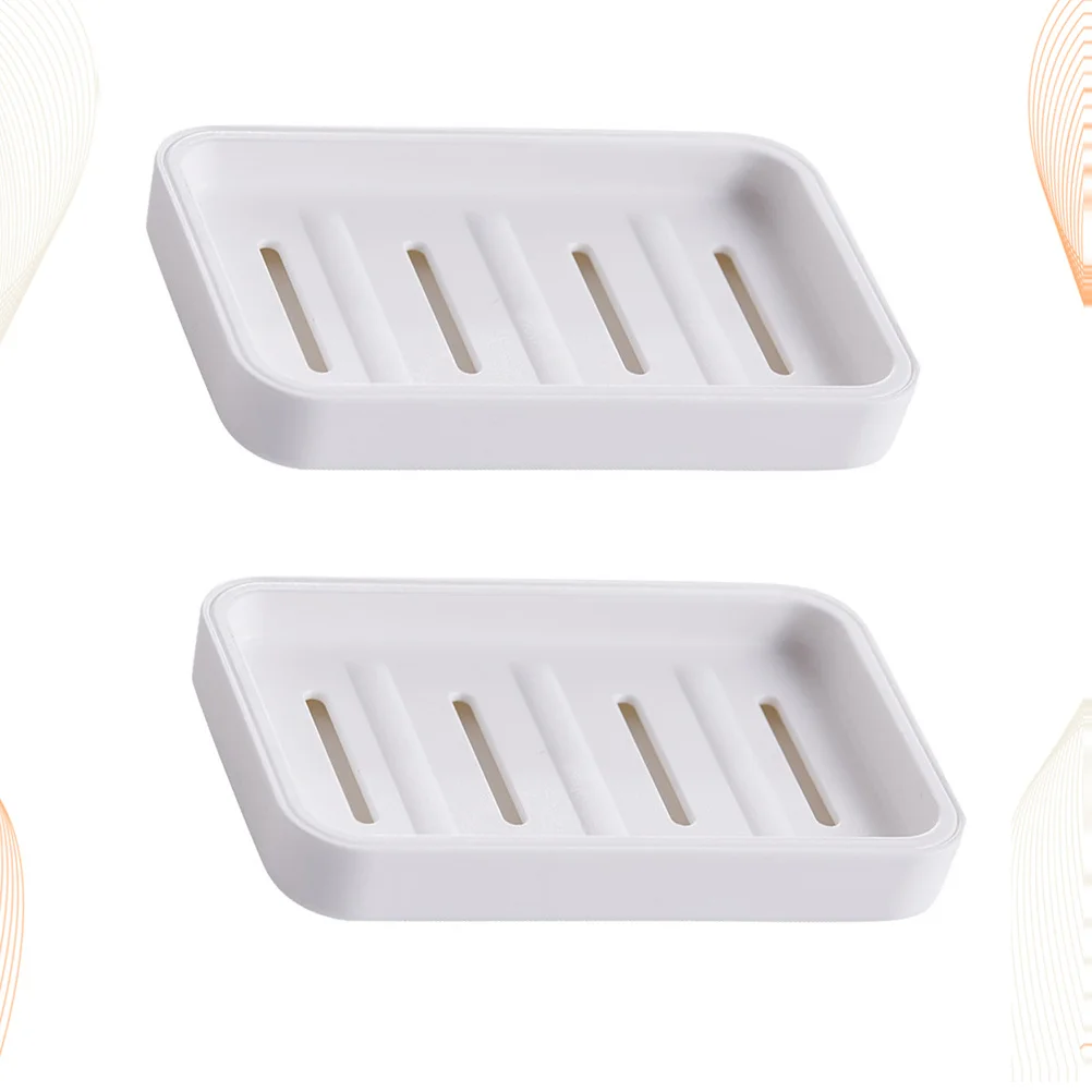

2Pcs Double-Layer Draining Soap Box Portable Compact Organizer for Bathroom Kitchen Travel White Drain Soap Boxes